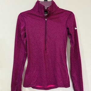 Nike Pro Dry Fit Fuchsia Polka Dot Half-Zip Top size XS